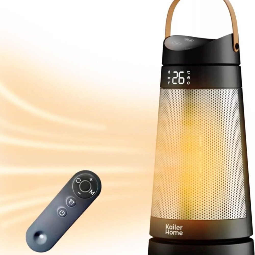 KAILER HOME 17" Electric Indoor Space Heater w/ Remote- 4.9 ft Cord- PTC-230R-15